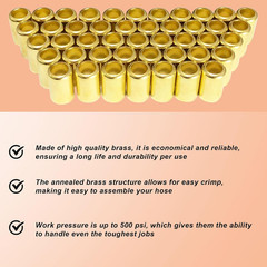 50PCS 7328 Hose Ferrules Brass Fitting, 0.656In ID X 1In Long Repair Ferrules fo