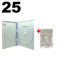 25 SLIM Solid White Color Single DVD Cases 7MM & 100 OPP Bags