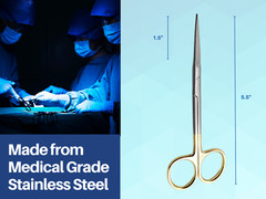 Scissors Surgical 5.5 Straight Gold Plated Handle Tungsten Carbide ARTMAN
