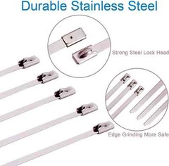 Metal Zip Ties 304 Stainless Steel Heavy Duty Cable 198-400lb 8″ 12″ 18 24″ 36″