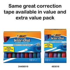 BIC Wite-Out Brand EZ Correct Correction Tape Fix Mistakes Fast, White, 2-Count