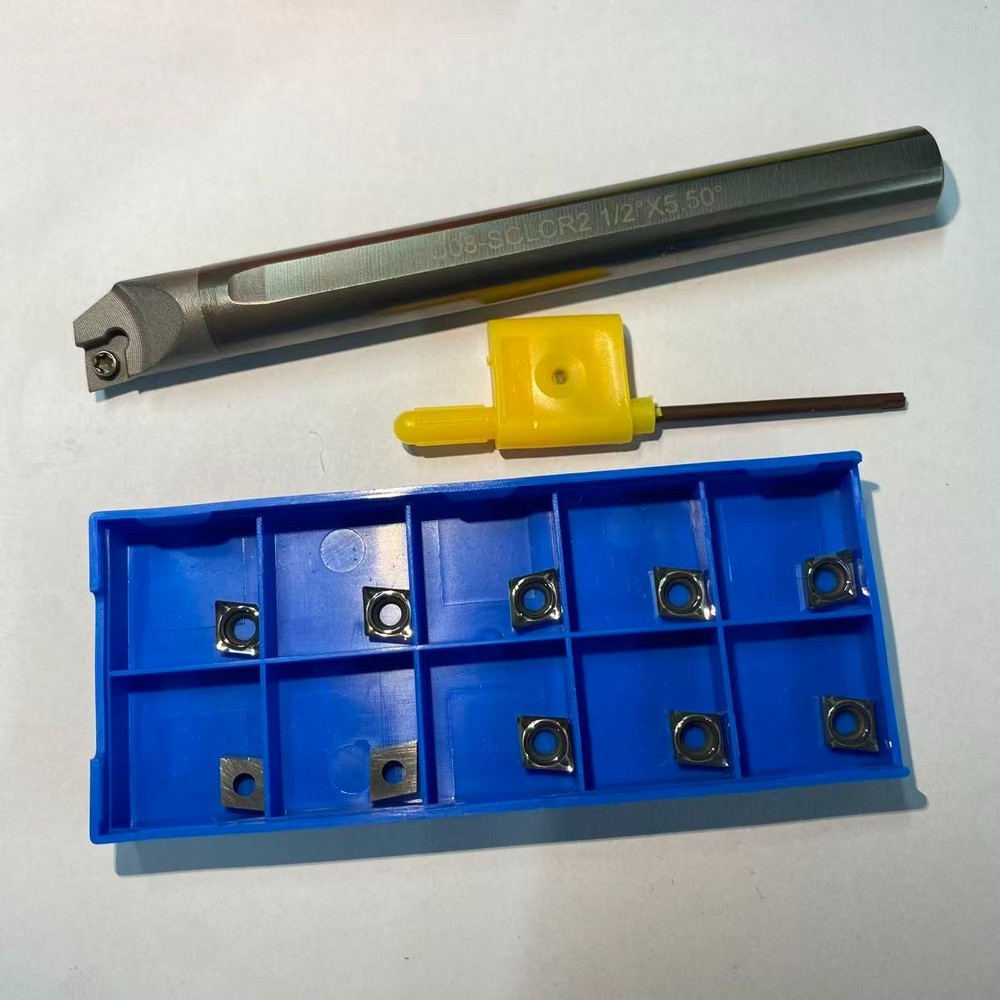 Solid Carbide Boring Bar 1/2″ x 4.7″ C08-SCLCR2 + 10PX CCMT 21.51 Carbide blade