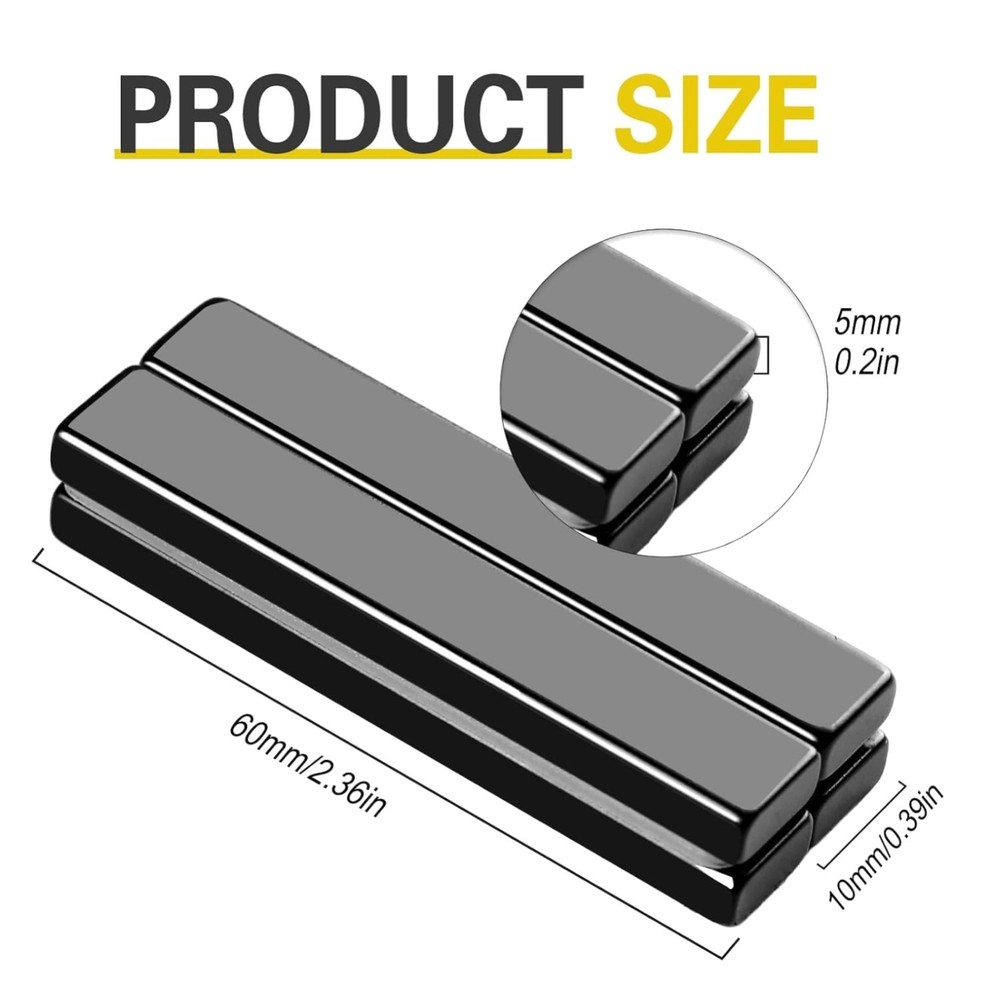 High Strength Neodymium Magnets, 60mm x 10mm x 5mm, 50 Pack