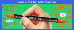 24 Metallic Acrylic Paint Markers – Paint Pens for Drawing, Brush + Fine Tips –