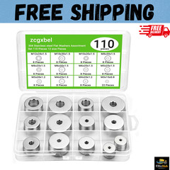 108Pcs 304 Stainless Steel Flat Washers, Fender Washers Assortment Kit 12 Sizes