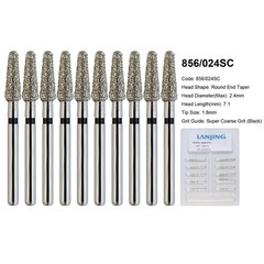 Dental Diamond Burs FG Round End Taper Super Coarse Fine Grit High Speed 856 850