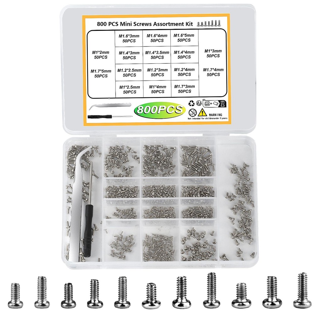 Tiny Screws for Electronics, 800 pcs Mini Micro Small Phillips Pan Head Machi…