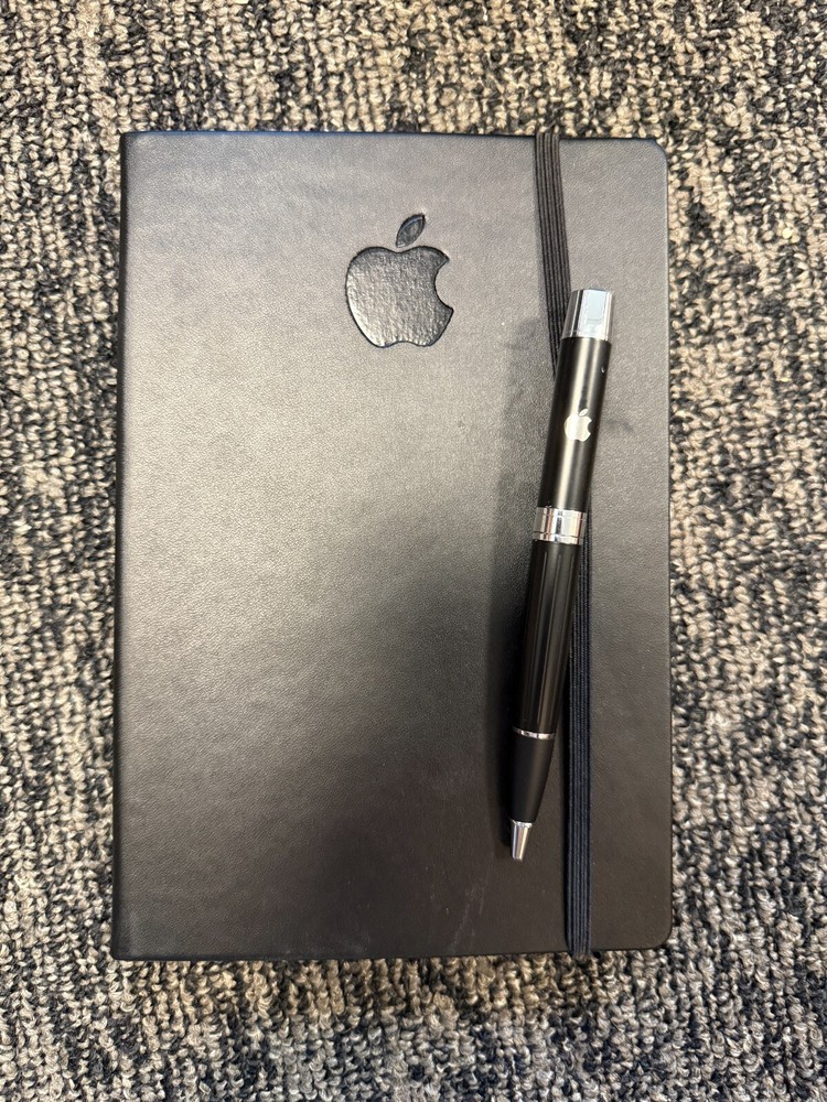 Apple Rare Swag Ruled Journal and Apple Branded Quality Black Pen