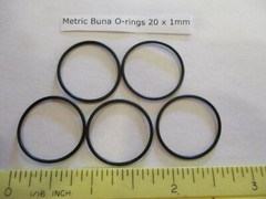 20mm ID x 22mm OD x 1mm thick O-ring. Buna-70. Quan 5.