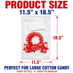 Printed Cotton Candy Bags 11.5×18.5 Quick Pak Clear Plastic Bags Twist Ties