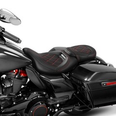 Two-Up Detachable Motorcycle Seat for Touring Road King Special FLHRXS Black Red