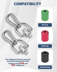 HVAC Refrigerant Locking Cap Key, 3-in-1 Valve Core Removal Tool, Silver