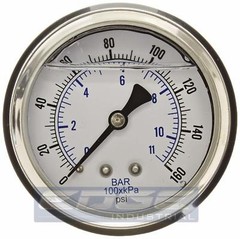 5 PACK LIQUID FILLED PRESSURE GAUGE 0-160 PSI, 2.5″ FACE, 1/4″ BACK MOUNT WOG