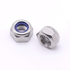 M5-0.8 (100 pcs) Nylon Insert Hex Lock Nuts 304 Stainless M5-0.8, Silver