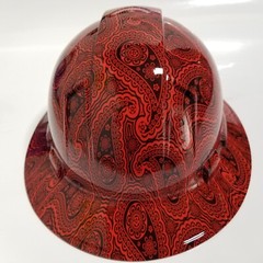 full brim hard hat custom hydro dipped IN TRUE RED BANDANA PRINT SUPER COLOR