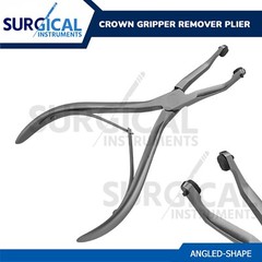DENTAL CROWN GRIPPER REMOVER PLIERS 6″ ANGLED W/ REPLACEABLE SILICONE TIPS