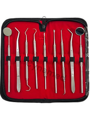 GERMAN Dental Scaler Pick Stainless Steel Tools with Inspection Mirror Set 9 PCS