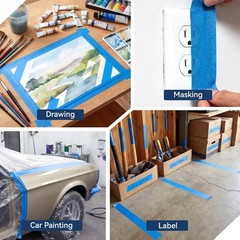 6 Rolls Blue Painters Masking Tape, 2 Inch x 60 Yards 5.5 Mil, Walls Painting