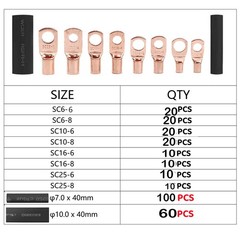 280PCS Car Copper Lug Ring Terminals Cable Electrical Wire Crimp Connectors Kit