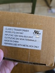 24V 40VA Transformer Model FQ-2401667 Input Ac 120V 60Hz Output AC 24V 40VA Term
