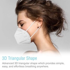 SUNCOO Protective KN95 Face Mask – 60 Pack, 5 Layers Cup Dust Mask Protection