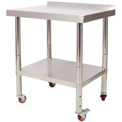 24×15″ Stainless Steel Prep Table w/Backsplash, Undershelf, 4 Casters, 440lb