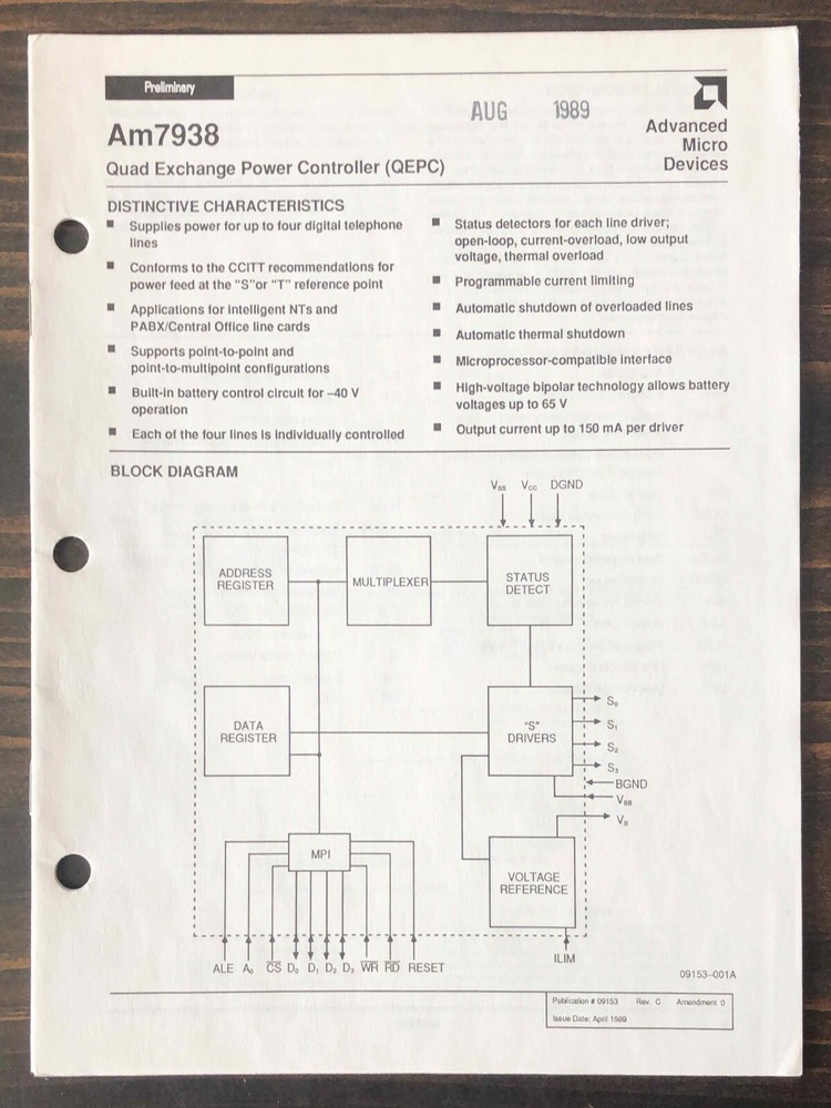 AMD Advanced Micro Devices – Am7938 Quad Exchange Power Controller (QEPC)