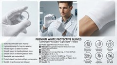 3 Pairs White Cotton Moisturizing Gloves Dry Hands Spa Sleeping Lotion Gloves