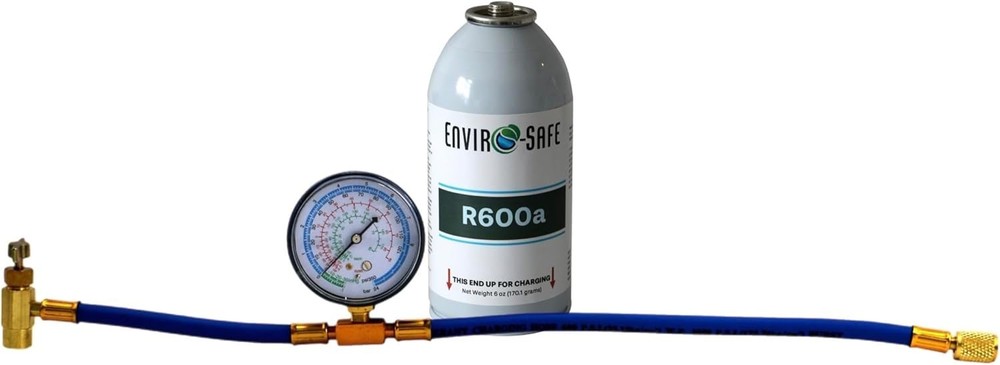 ENVIRO-SAFE R600a Refrigerant (1 Can) 6 oz. 170g with Charging Gauge Set