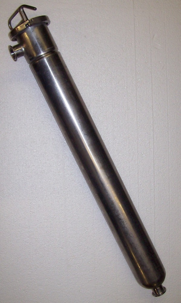 Dairy Milk Filter Frame 4 7/8 X 33 side discharge 1 1/2 x 1 1/2 tri clover Sock