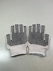 Dotted String Knit Gloves Both Sides Black PVC Dots (12 Pairs) Gloves L