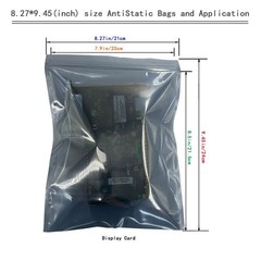 50 PCS 8.27 * 9.45 Inch Resealable ESD Bag 8.27” x 9.45”, Silver/Yellow