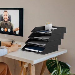 4 Pack Stackable Paper Trays for Letter Documents, Desktop File Organizers for O