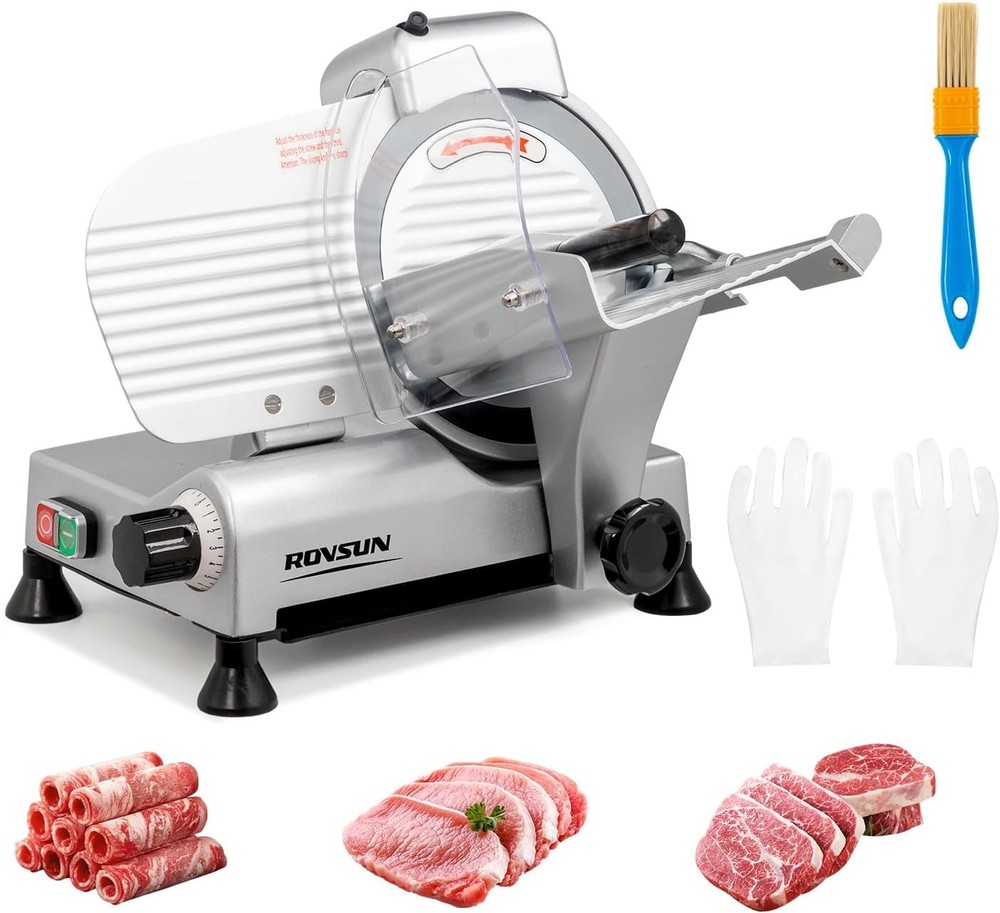 10″ Carbon Steel Blade Electric Deli Meat Cheese Food Slicer Commercial Home Use