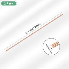 2-Pack Copper Round Rod 4mm x 300mm T2 Copper Stock
