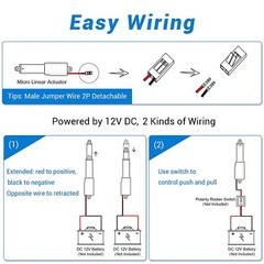 Mini Micro Linear Actuator 1.4LBS 12V 2″ 50MM Stroke Fast Speed Up To 6inch/s