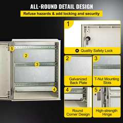 NEMA Enclosure, 19.7 X 15.7 X 7.9 In., Fiberglass Steel Electrical Box IP66 Wate