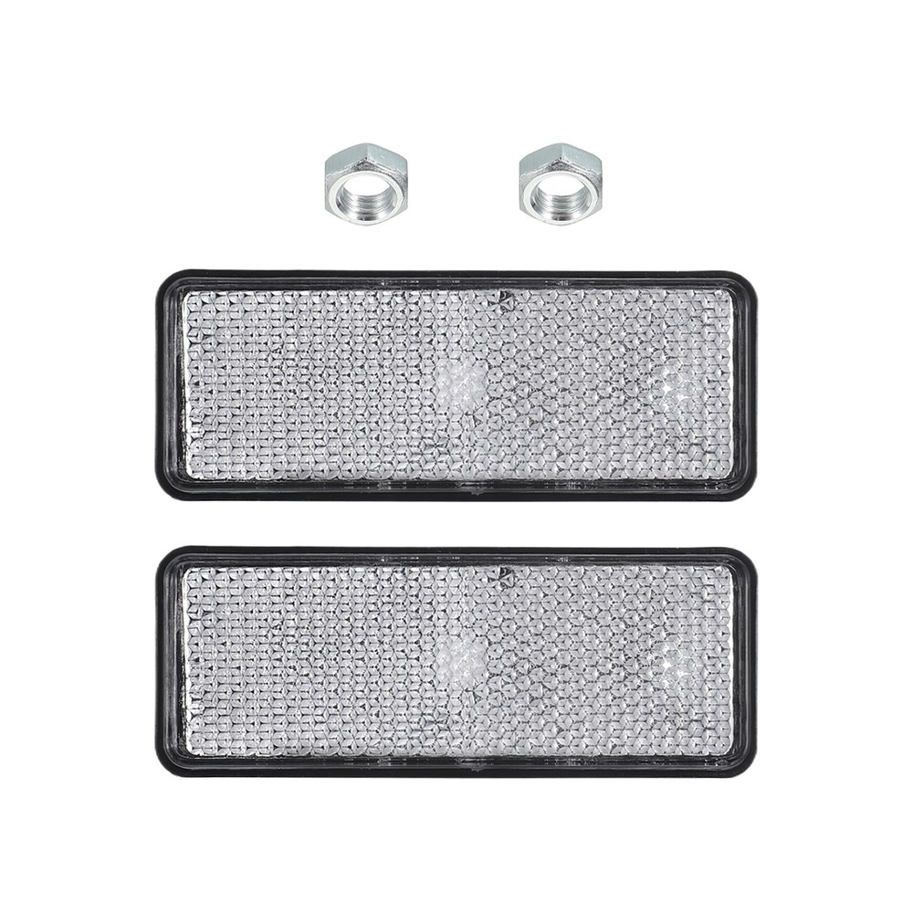 2PACK Rectangle Rear Reflectors Safety Reflective Warning Plastic White
