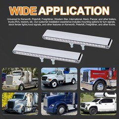 2Pcs 12″ Clear Lens Red/Amber LED Combo Dual Face Truck Semi Trailer Light Ba…