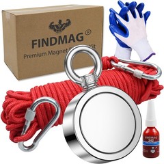 FINDMAG 1000 LBS Fishing Magnet Kit, Double Sided Stong Magnet Fishing with R…
