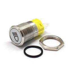 Alpinetech 19mm Momentary Pushbutton Switch with LED Colored Rings or Symbols