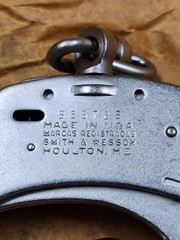 NOS Vintage 80s Smith & Wesson Nickel M-100 Handcuffs Made in USA With 2 Keys