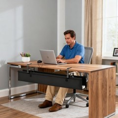 Oxford Cloth Under Desk Cable Management Tray,No-Drill 36″ Desk Cable Managem…