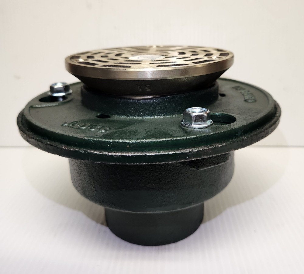 3″ NO-HUB FLOOR DRAIN WHIT 5″ ADJUSTABLE NIKALOY STRAINER WHIT 1/2″ TRAP PRIMER