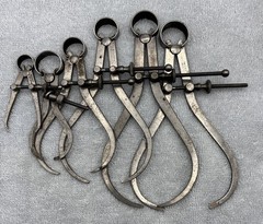 L.S. Starrett, Lot of 6, Machinist, Outside Calipers, 5 Starrett, 1 Unknown, Vtg