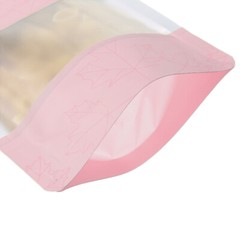 Pink/Silver Leaf Bottom Gusset Aluminum QuickQlick™ Pouch for Bath Salt Products