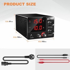 NICE-POWER DC Power Supply Variable 0~30V 0~10A, 3-Digits LED Display Current an