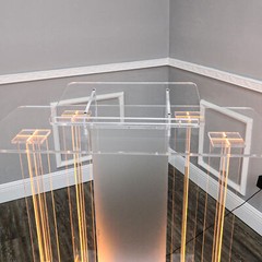 Lighted Clear Acrylic Led Podium Pulpit Wood Lectern Churches Synagogue Temple