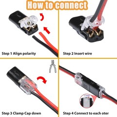 2 Pin Double Wire Plug in Connector, Low Voltage Wire Connectors (20/50 Pcs)