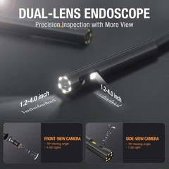 Dual Endoscope 1080P Borescope Inspection Camera Automotive w/ 32G Card 1.5M/5M